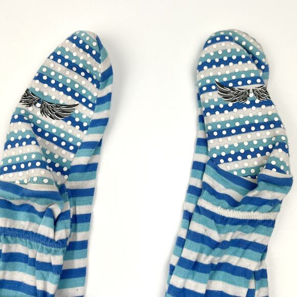 Free Birdees Blue Stripe Zip Footie Pajamas - Picture 7 of 8